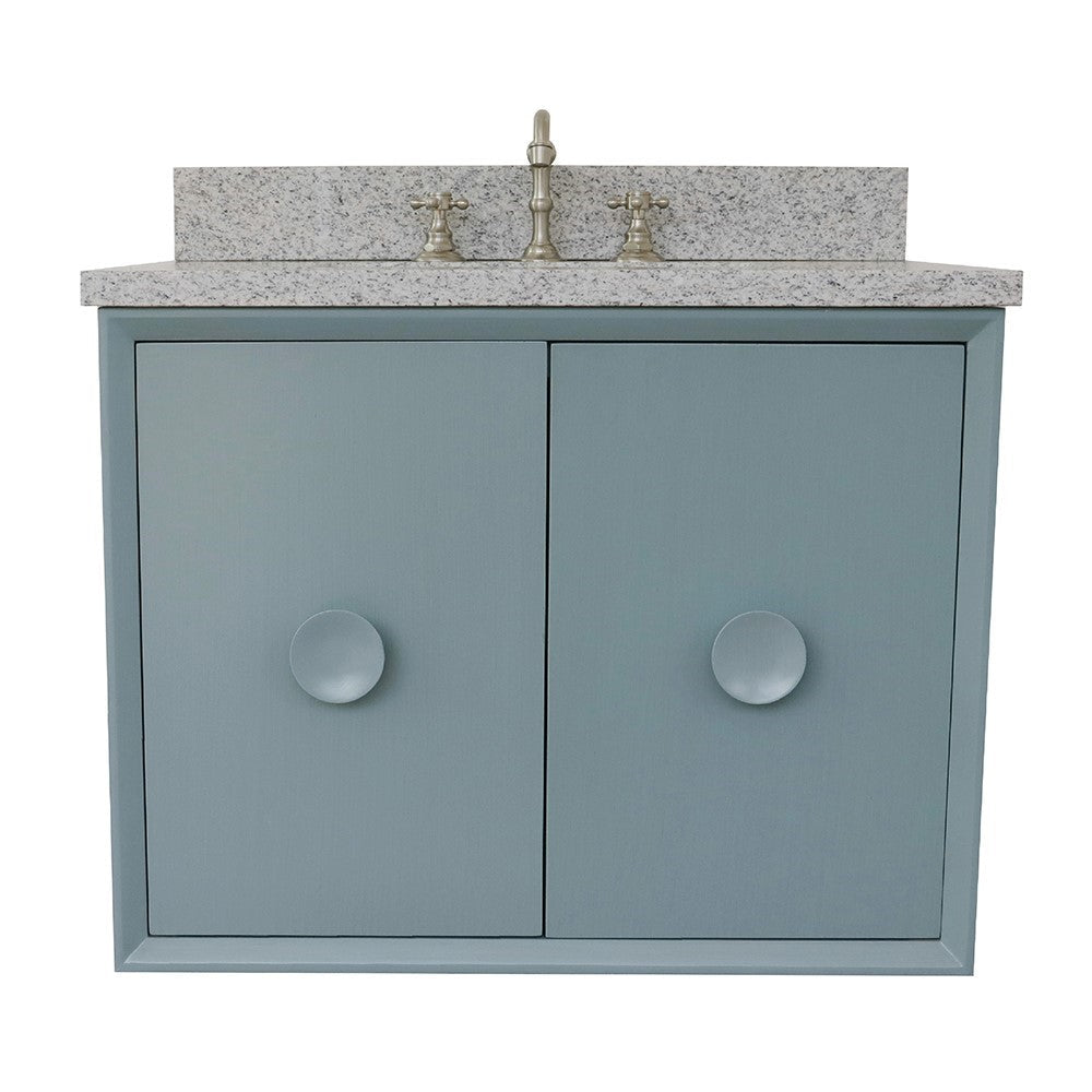 Bellaterra 400400-CAB-AB-GYR 31" Single Wall Mount w/ Counter Top and Sink (Aqua Blue)