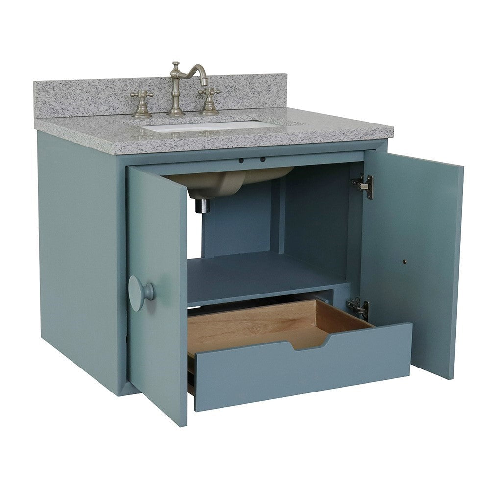 Bellaterra 400400-CAB-AB-GYR 31" Single Wall Mount w/ Counter Top and Sink (Aqua Blue)