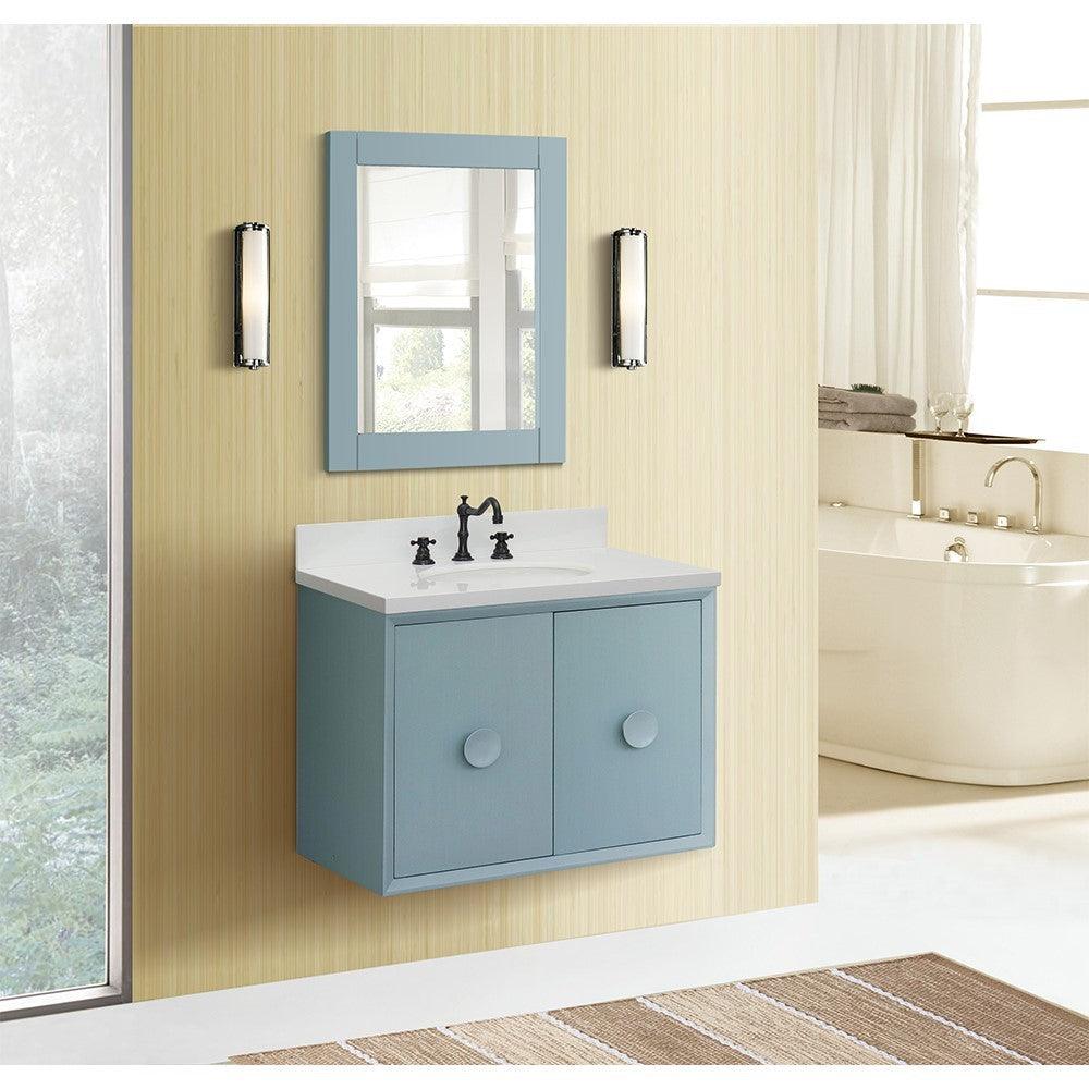 Bellaterra 400400-CAB-AB-WEO 31" Single Wall Mount w/ Counter Top and Sink (Aqua Blue)