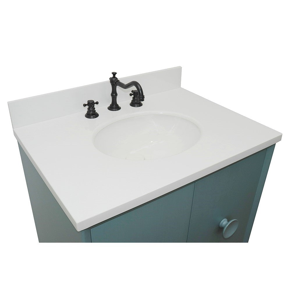 Bellaterra 400400-CAB-AB-WEO 31" Single Wall Mount w/ Counter Top and Sink (Aqua Blue)