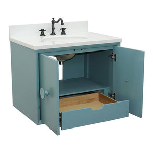 Bellaterra 400400-CAB-AB-WEO 31" Single Wall Mount w/ Counter Top and Sink (Aqua Blue)