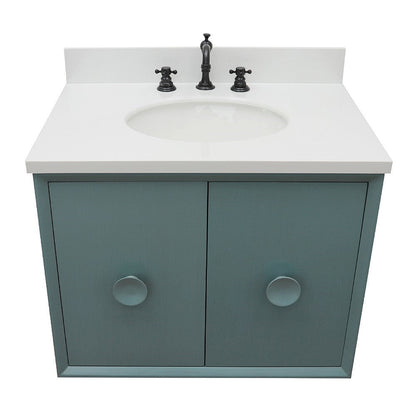 Bellaterra 400400-CAB-AB-WEO 31" Single Wall Mount w/ Counter Top and Sink (Aqua Blue)