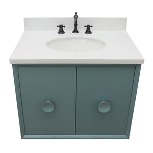 Bellaterra 400400-CAB-AB-WEO 31" Single Wall Mount w/ Counter Top and Sink (Aqua Blue)