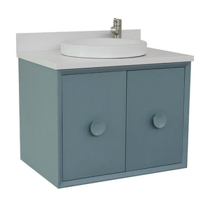 Bellaterra 400400-CAB-AB-WERD 31" Single Wall Mount w/ Counter Top and Sink (Aqua Blue)