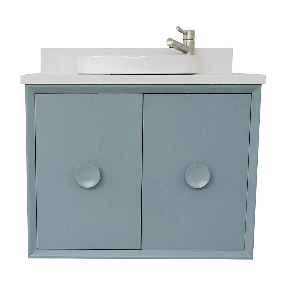 Bellaterra 400400-CAB-AB-WERD 31" Single Wall Mount w/ Counter Top and Sink (Aqua Blue)