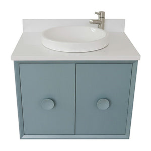 Bellaterra 400400-CAB-AB-WERD 31" Single Wall Mount w/ Counter Top and Sink (Aqua Blue)