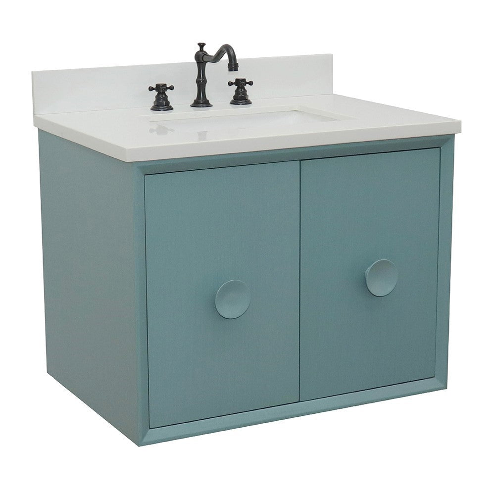 Bellaterra 400400-CAB-AB-WER 31" Single Wall Mount w/ Counter Top and Sink (Aqua Blue)