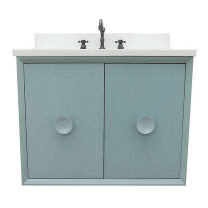 Bellaterra 400400-CAB-AB-WER 31" Single Wall Mount w/ Counter Top and Sink (Aqua Blue)