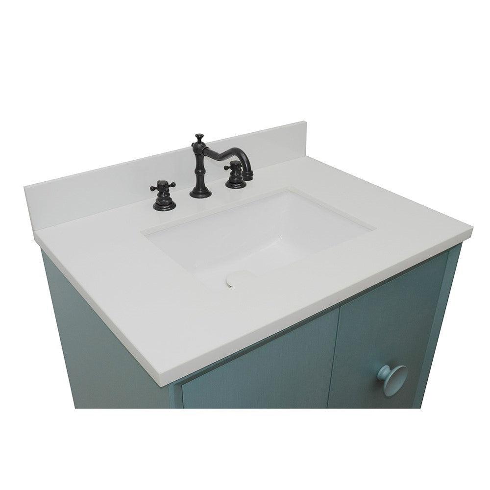 Bellaterra 400400-CAB-AB-WER 31" Single Wall Mount w/ Counter Top and Sink (Aqua Blue)