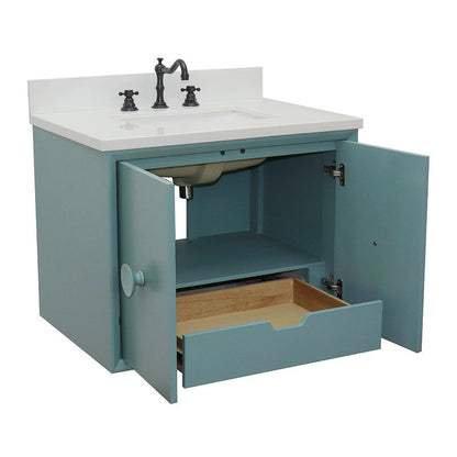 Bellaterra 400400-CAB-AB-WER 31" Single Wall Mount w/ Counter Top and Sink (Aqua Blue)