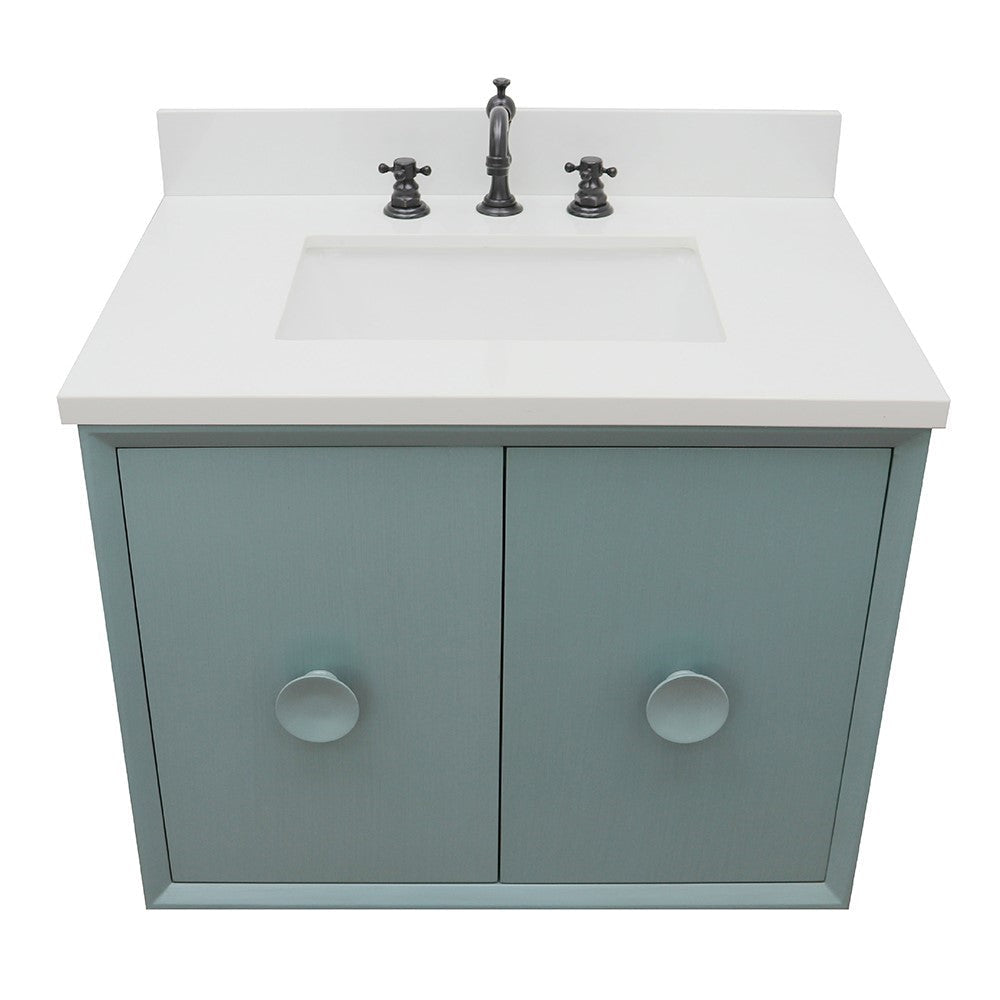 Bellaterra 400400-CAB-AB-WER 31" Single Wall Mount w/ Counter Top and Sink (Aqua Blue)