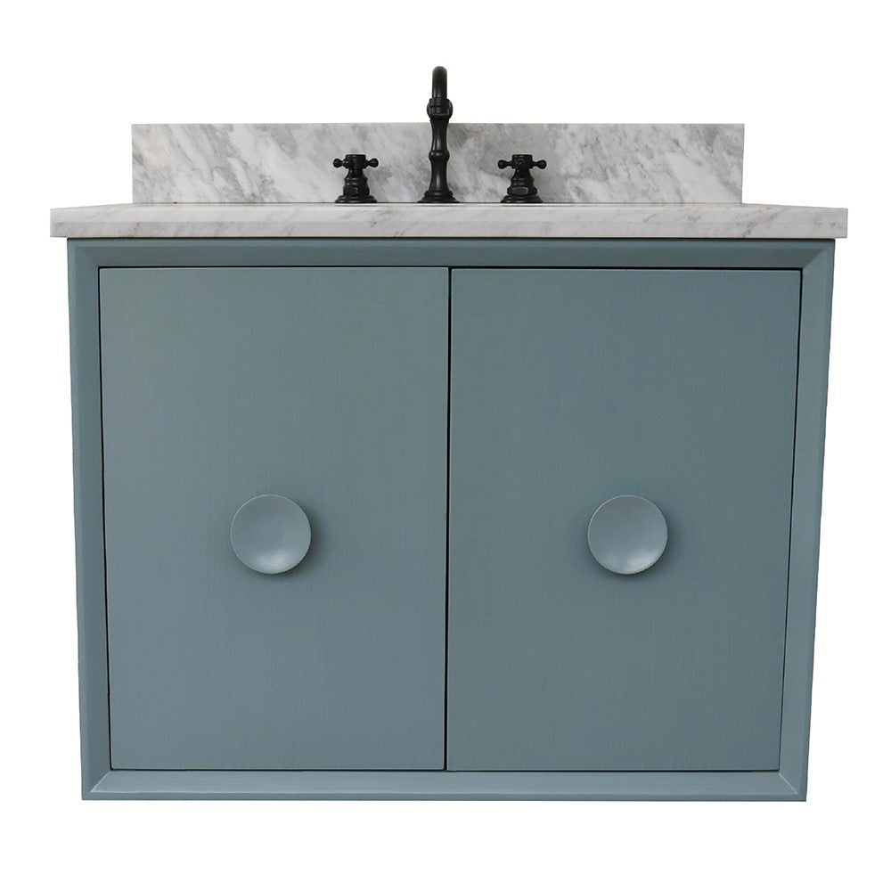 Bellaterra 400400-CAB-AB-WMO 31" Single Wall Mount w/ Counter Top and Sink (Aqua Blue)