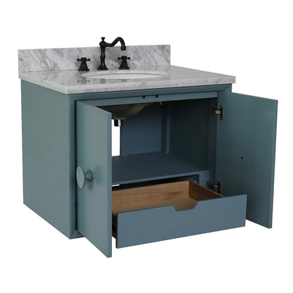 Bellaterra 400400-CAB-AB-WMO 31" Single Wall Mount w/ Counter Top and Sink (Aqua Blue)