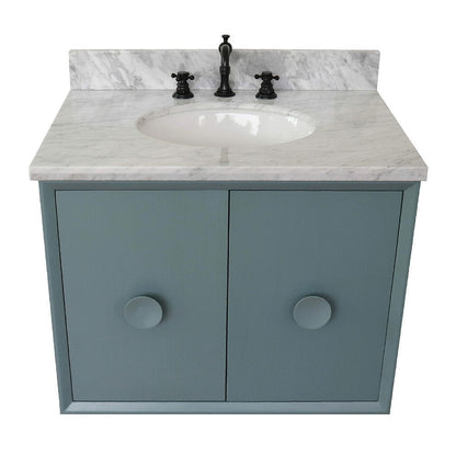 Bellaterra 400400-CAB-AB-WMO 31" Single Wall Mount w/ Counter Top and Sink (Aqua Blue)