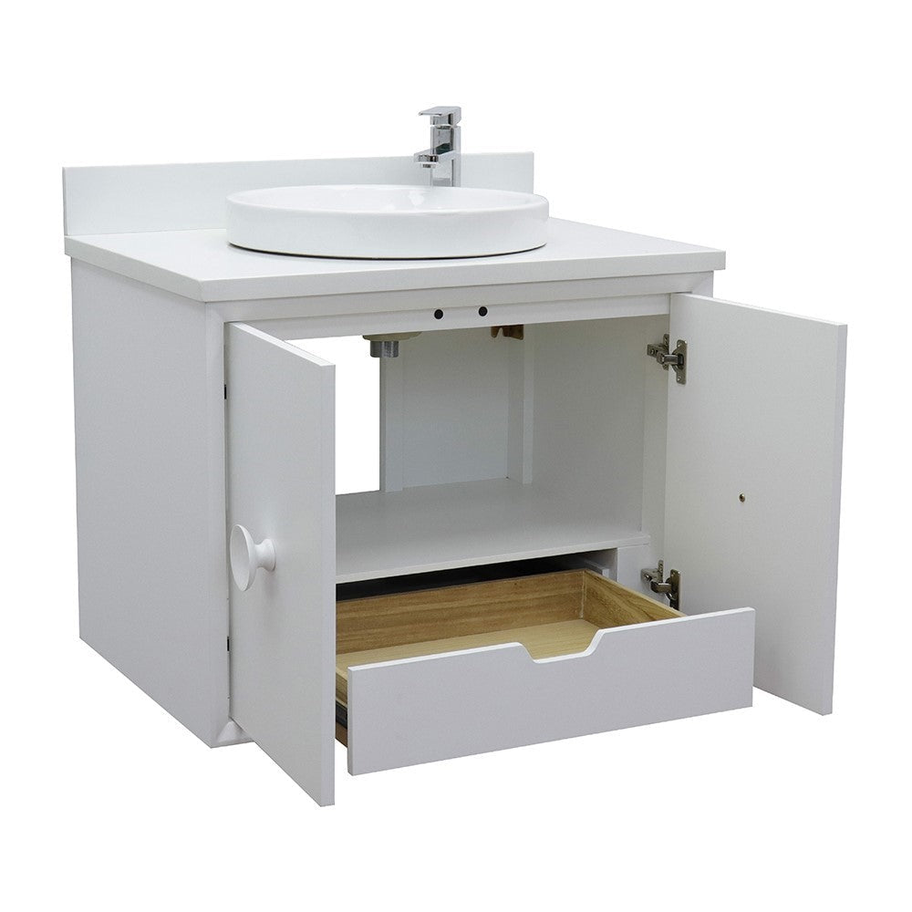 Bellaterra 400400-CAB-WH-WERD 31" Single Wall Mount w/ Counter Top and Sink (White)