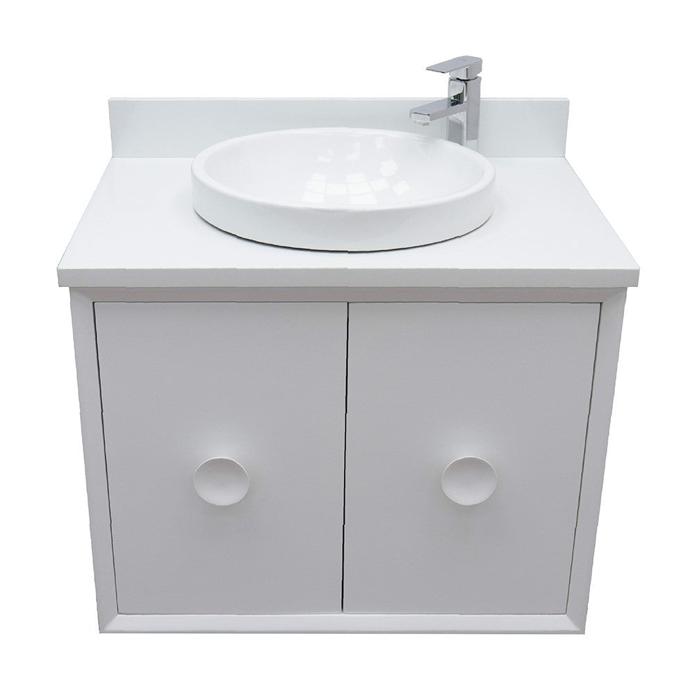 Bellaterra 400400-CAB-WH-WERD 31" Single Wall Mount w/ Counter Top and Sink (White)