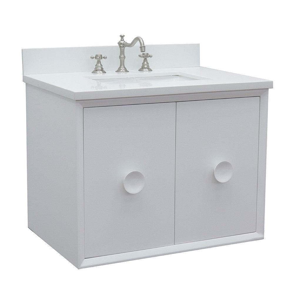 Bellaterra 400400-CAB-WH-WER 31" Single Wall Mount w/ Counter Top and Sink (White)
