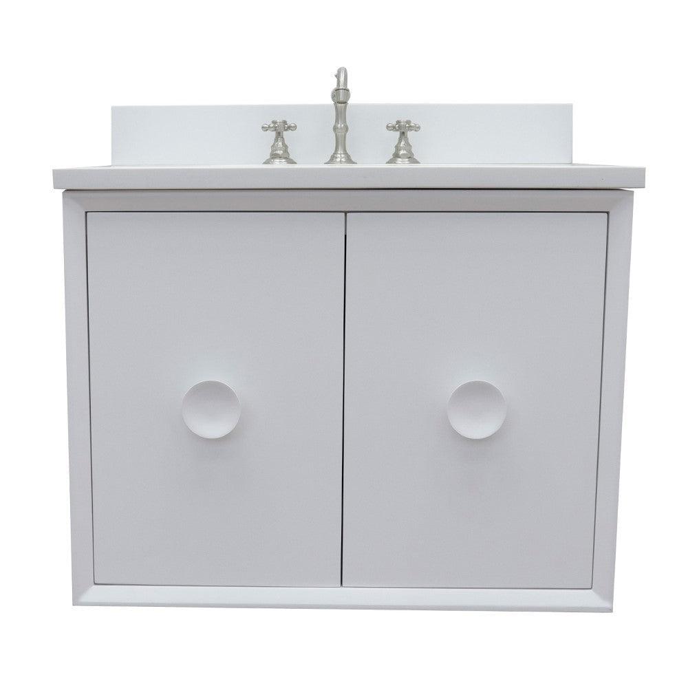 Bellaterra 400400-CAB-WH-WER 31" Single Wall Mount w/ Counter Top and Sink (White)