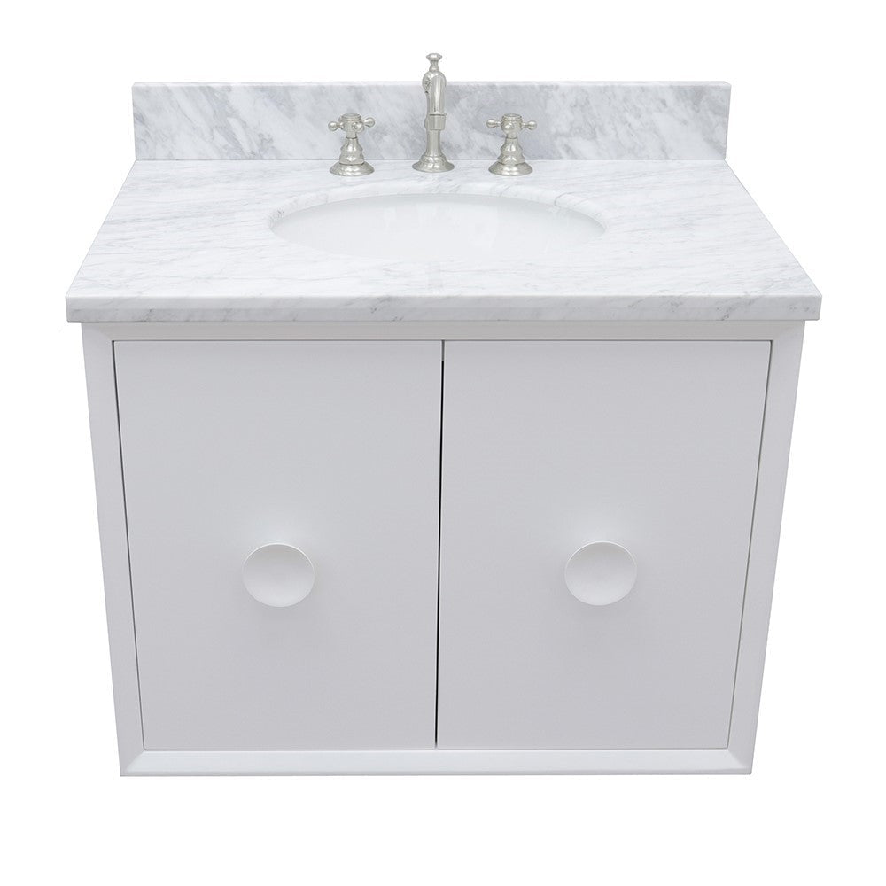 Bellaterra 400400-CAB-WH-WMO 31" Single Wall Mount w/ Counter Top and Sink (White)