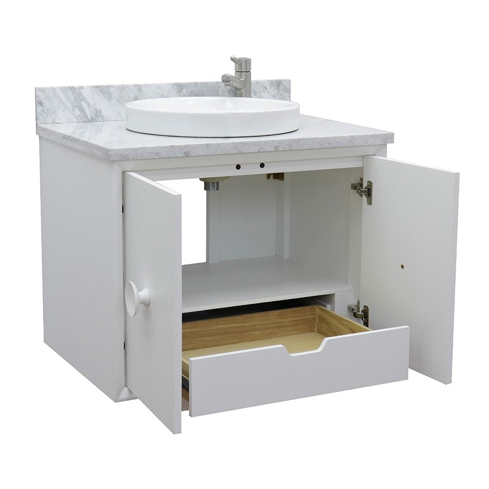 Bellaterra 400400-CAB-WH-WMRD 31" Single Wall Mount w/ Counter Top and Sink (White)