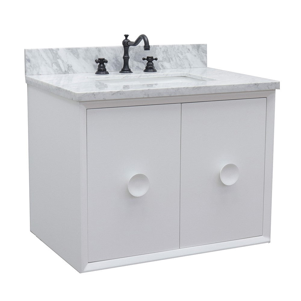 Bellaterra 400400-CAB-WH-WMR 31" Single Wall Mount w/ Counter Top and Sink (White)