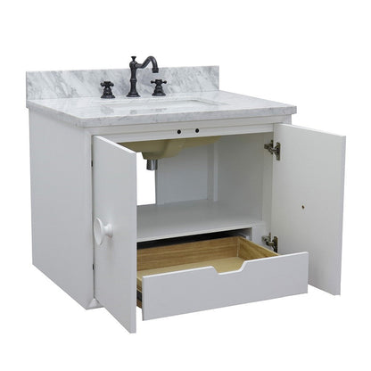 Bellaterra 400400-CAB-WH-WMR 31" Single Wall Mount w/ Counter Top and Sink (White)