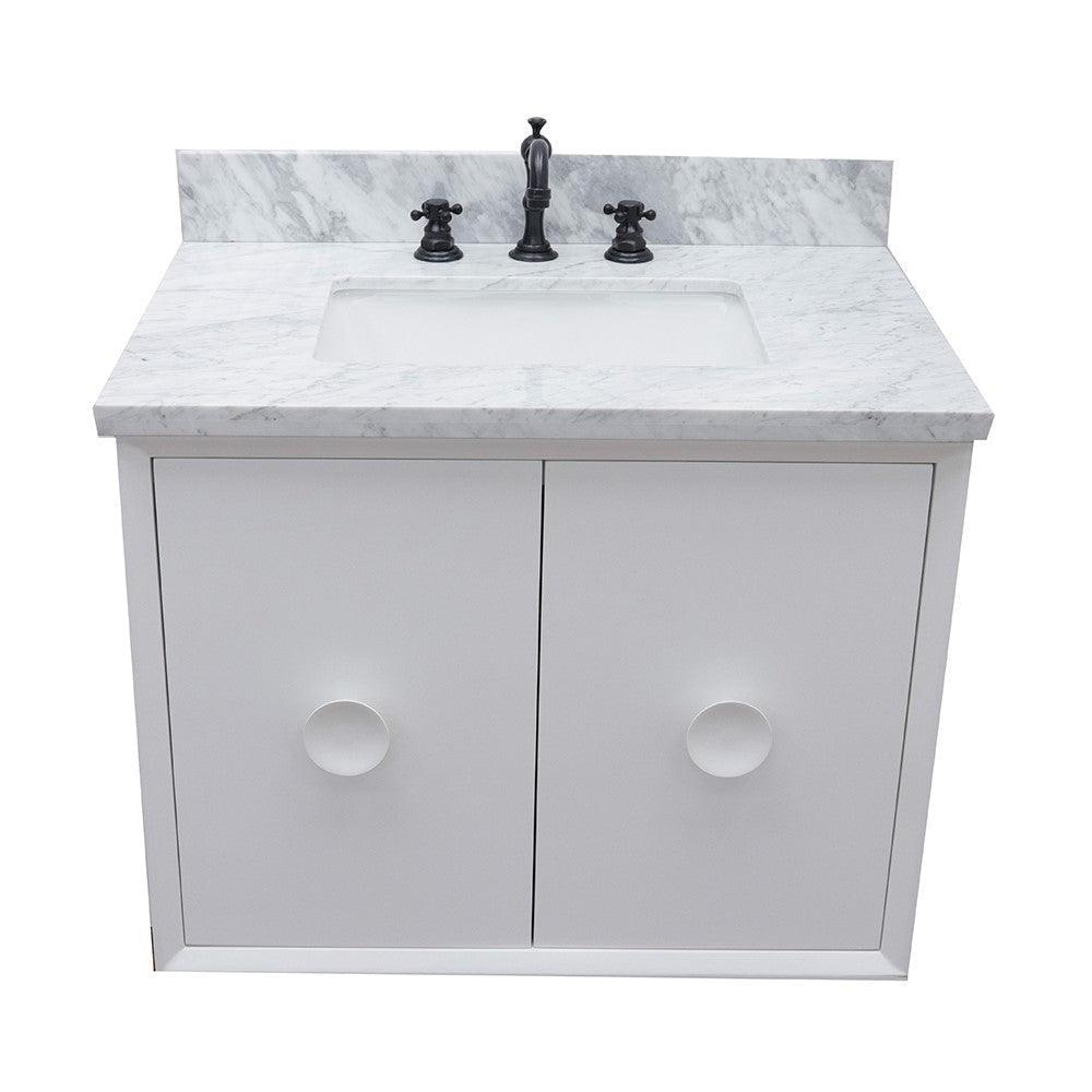 Bellaterra 400400-CAB-WH-WMR 31" Single Wall Mount w/ Counter Top and Sink (White)