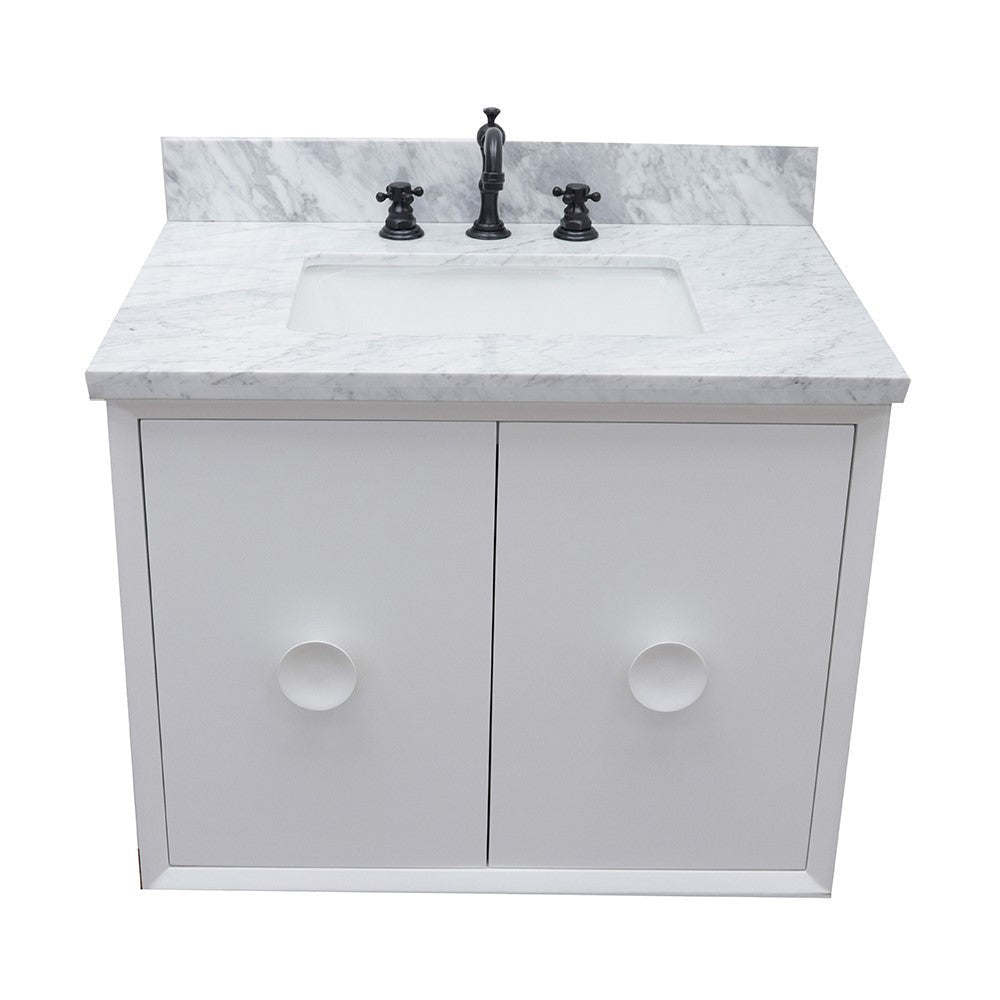 Bellaterra 400400-CAB-WH-WMR 31" Single Wall Mount w/ Counter Top and Sink (White)