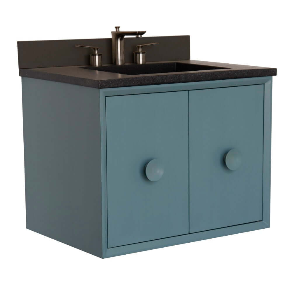 Bellaterra 400400C-AB-CTBL 31" Wood Single Vanity w/ Concrete Top Rectangle Sink (Aqua Blue)