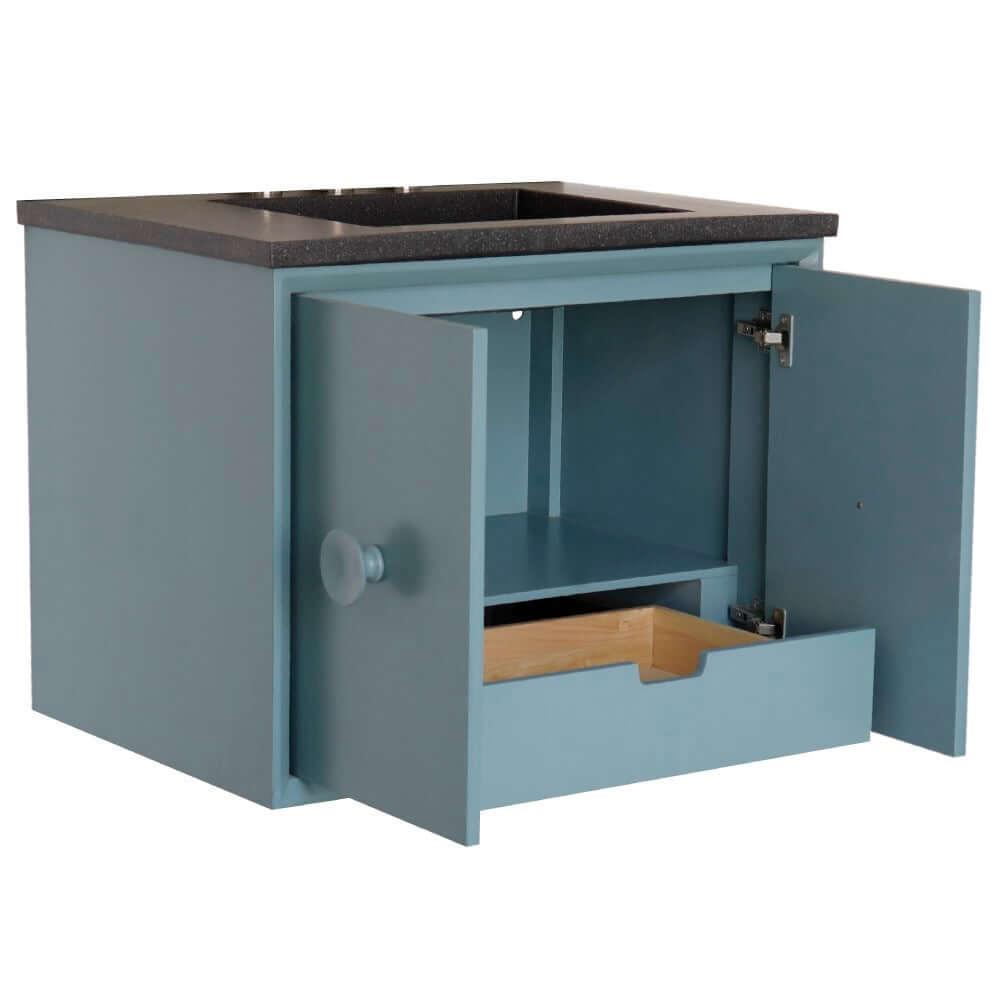 Bellaterra 400400C-AB-CTBL 31" Wood Single Vanity w/ Concrete Top Rectangle Sink (Aqua Blue)