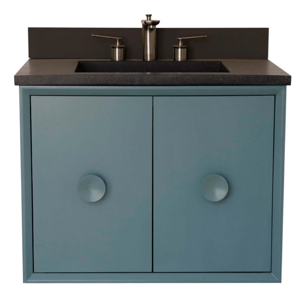 Bellaterra 400400C-AB-CTBL 31" Wood Single Vanity w/ Concrete Top Rectangle Sink (Aqua Blue)