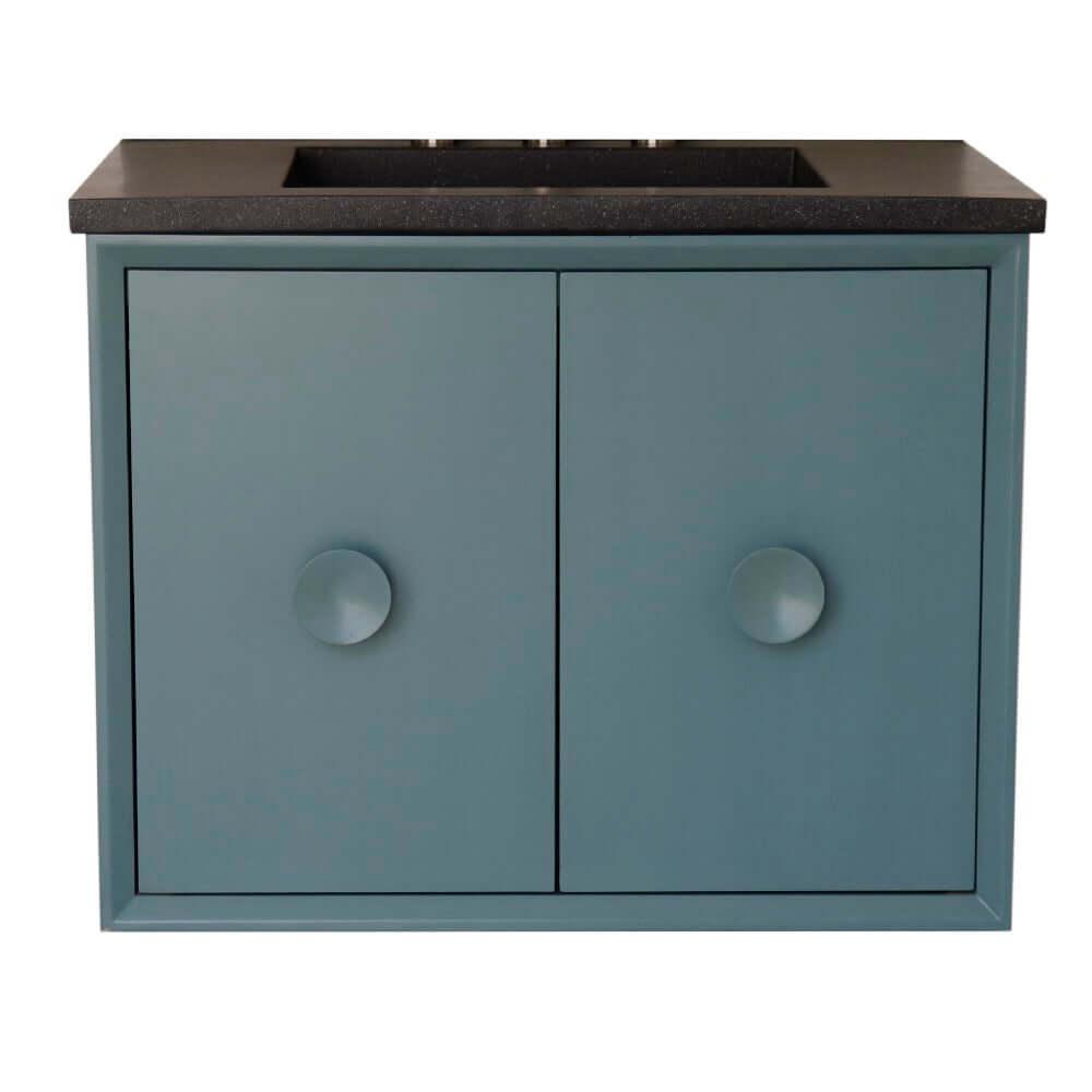 Bellaterra 400400C-AB-CTBL 31" Wood Single Vanity w/ Concrete Top Rectangle Sink (Aqua Blue)