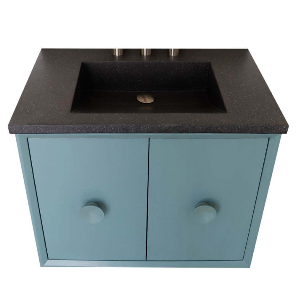Bellaterra 400400C-AB-CTBL 31" Wood Single Vanity w/ Concrete Top Rectangle Sink (Aqua Blue)