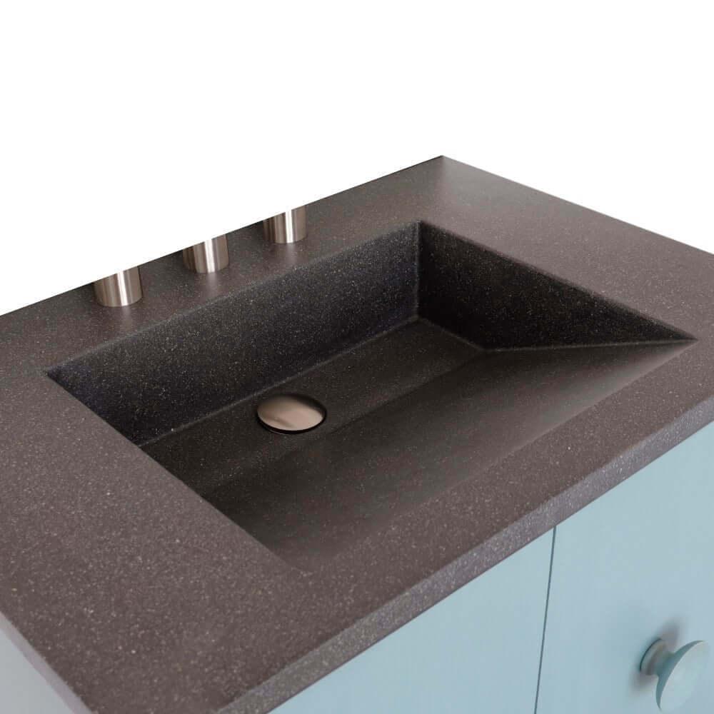 Bellaterra 400400C-AB-CTBL 31" Wood Single Vanity w/ Concrete Top Rectangle Sink (Aqua Blue)