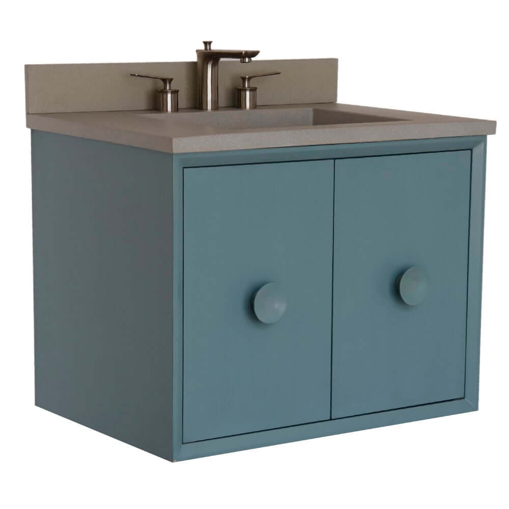 Bellaterra 400400C-AB-CTDG 31" Wood Single Vanity w/ Concrete Top Rectangle Sink (Aqua Blue)