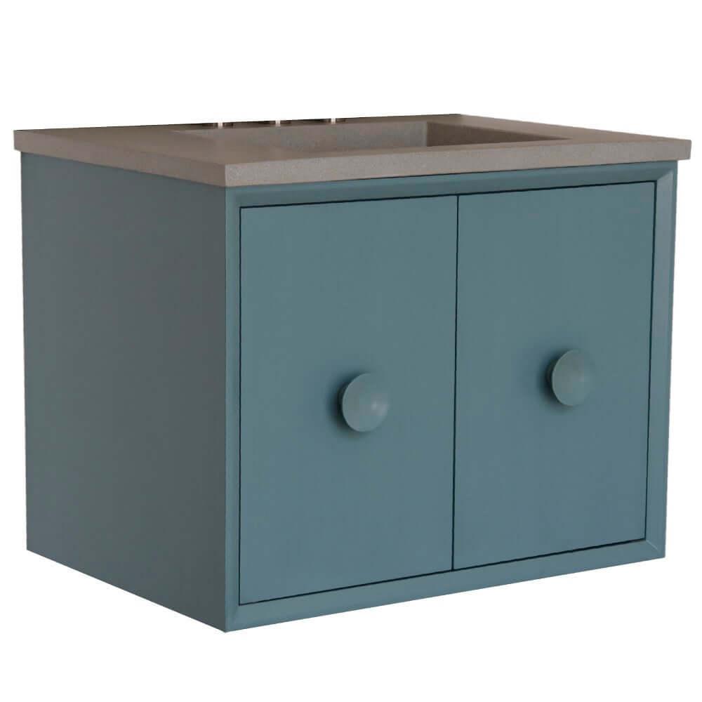 Bellaterra 400400C-AB-CTDG 31" Wood Single Vanity w/ Concrete Top Rectangle Sink (Aqua Blue)