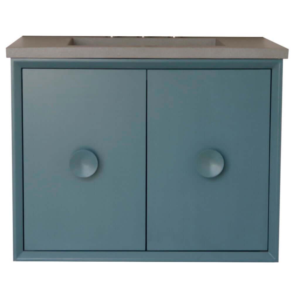Bellaterra 400400C-AB-CTDG 31" Wood Single Vanity w/ Concrete Top Rectangle Sink (Aqua Blue)