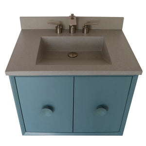 Bellaterra 400400C-AB-CTDG 31" Wood Single Vanity w/ Concrete Top Rectangle Sink (Aqua Blue)