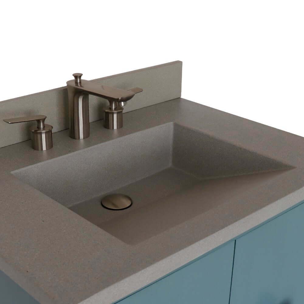 Bellaterra 400400C-AB-CTDG 31" Wood Single Vanity w/ Concrete Top Rectangle Sink (Aqua Blue)