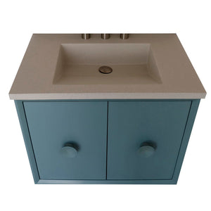 Bellaterra 400400C-AB-CTWH 31" Wood Single Vanity w/ Concrete Top Rectangle Sink (Aqua Blue)