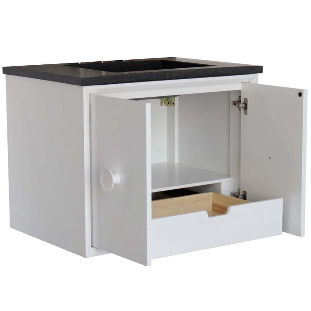 Bellaterra 400400C-WH-CTBL 31" Wood Single Vanity w/ Concrete Top Rectangle Sink (White)