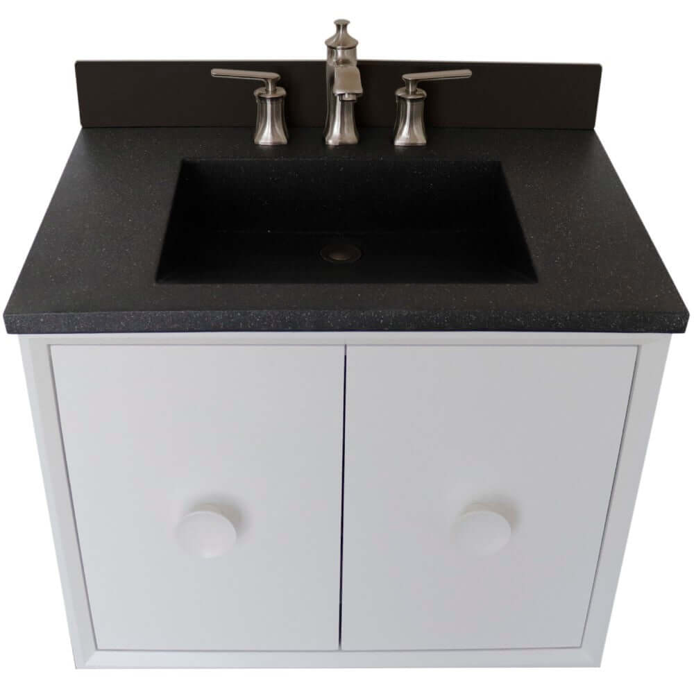 Bellaterra 400400C-WH-CTBL 31" Wood Single Vanity w/ Concrete Top Rectangle Sink (White)