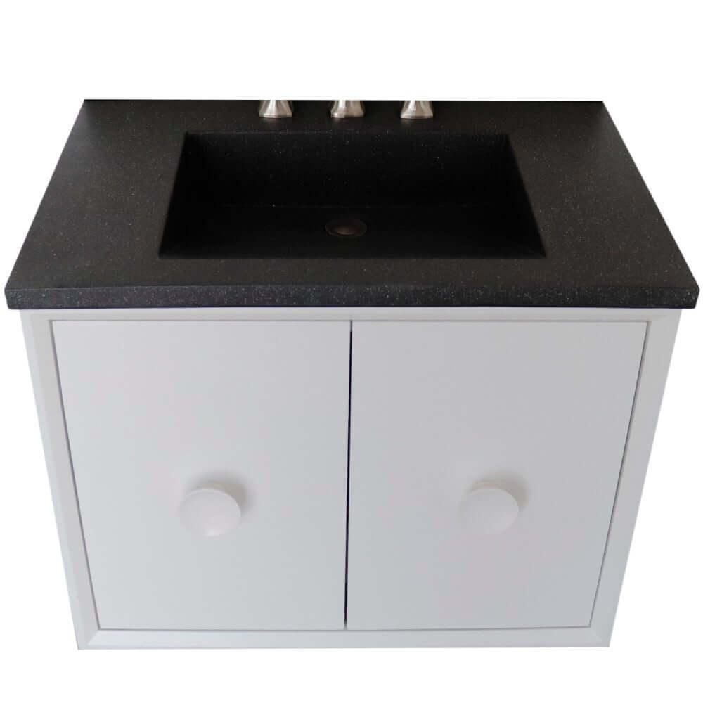 Bellaterra 400400C-WH-CTBL 31" Wood Single Vanity w/ Concrete Top Rectangle Sink (White)