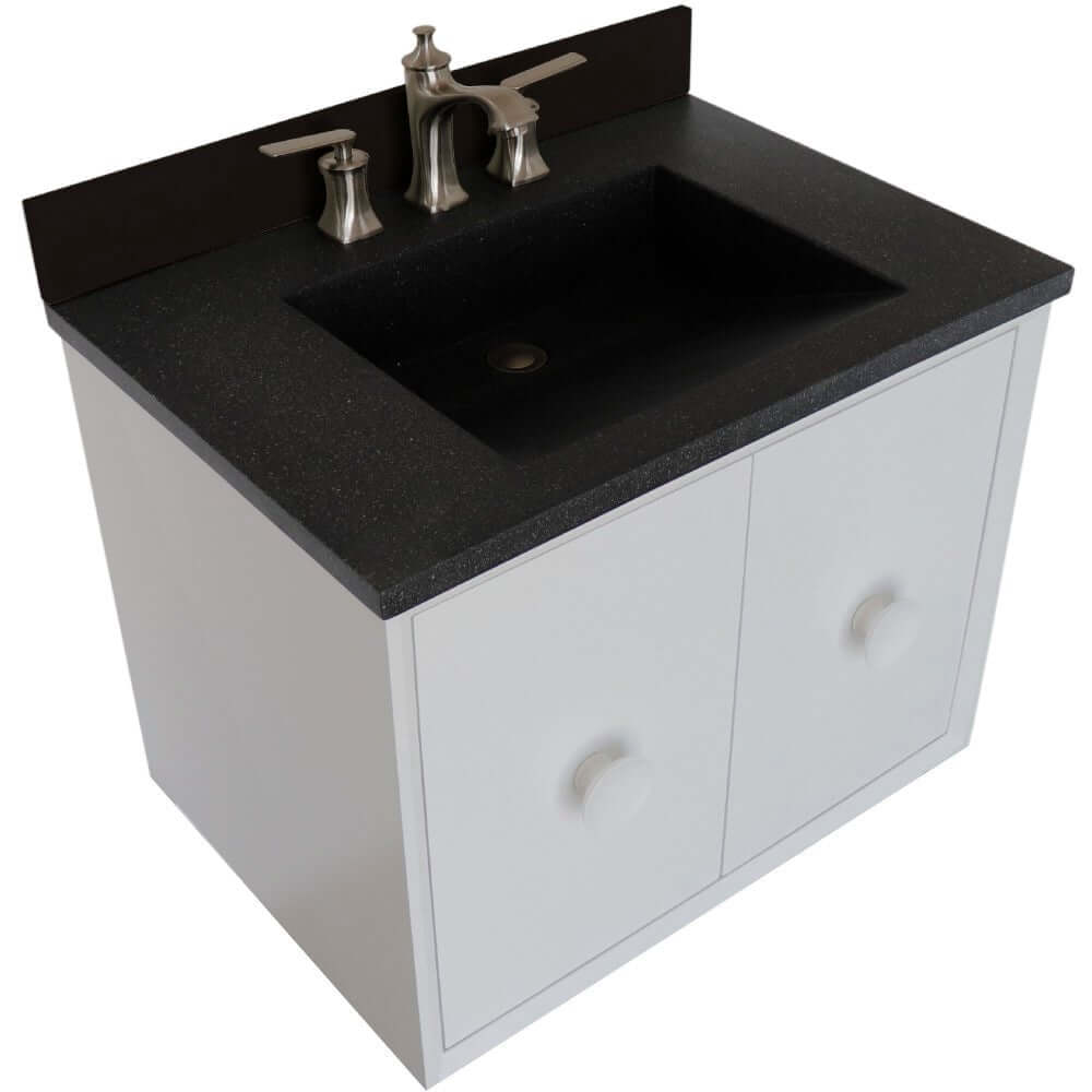 Bellaterra 400400C-WH-CTBL 31" Wood Single Vanity w/ Concrete Top Rectangle Sink (White)