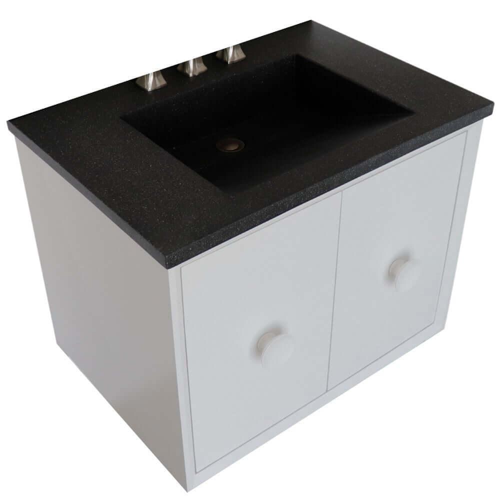 Bellaterra 400400C-WH-CTBL 31" Wood Single Vanity w/ Concrete Top Rectangle Sink (White)