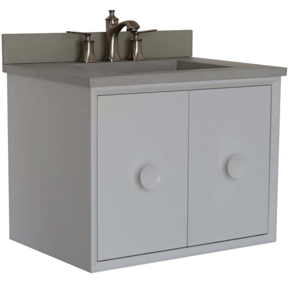 Bellaterra 400400C-WH-CTDG 31" Wood Single Vanity w/ Concrete Top Rectangle Sink (White)