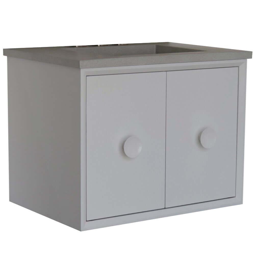 Bellaterra 400400C-WH-CTDG 31" Wood Single Vanity w/ Concrete Top Rectangle Sink (White)