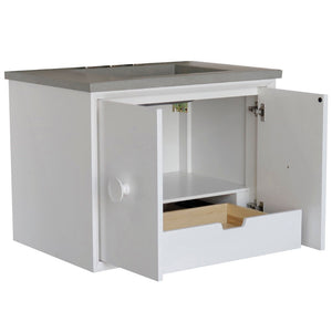 Bellaterra 400400C-WH-CTDG 31" Wood Single Vanity w/ Concrete Top Rectangle Sink (White)