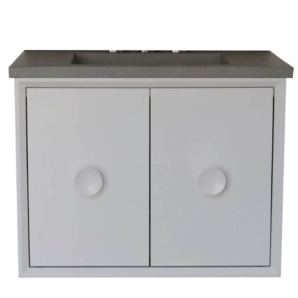 Bellaterra 400400C-WH-CTDG 31" Wood Single Vanity w/ Concrete Top Rectangle Sink (White)