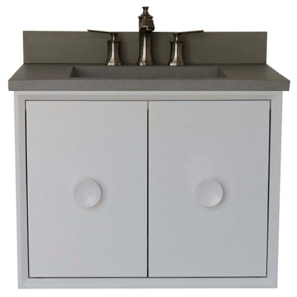 Bellaterra 400400C-WH-CTDG 31" Wood Single Vanity w/ Concrete Top Rectangle Sink (White)